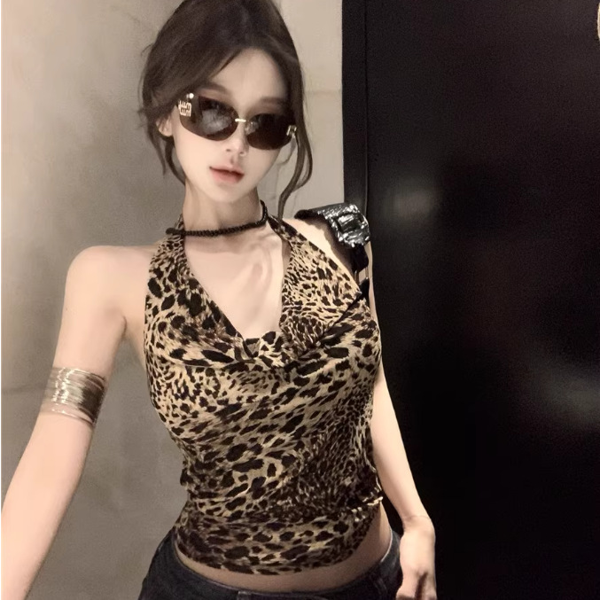American-Style Swing Collar Leopard Print Camisole for Women, Summer Thai-Style Spicy Sexy Halter Neck Tube Top 5531 American-Style Swing Collar Leopard Print Camisole for Women, Summer Thai-Style Spicy Sexy Halter Neck Tube Top 5531