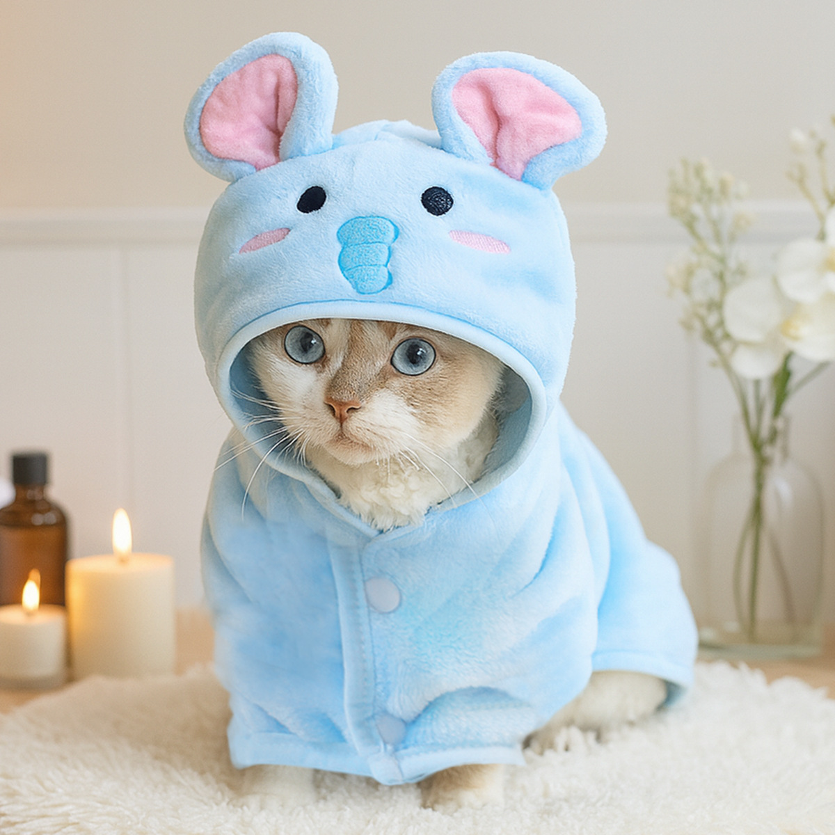 PETCIRCLE 애완동물 옷 소형견 귀여운 강아지 만화 목욕타월 목욕가운 고양이 잠옷 컬렉션