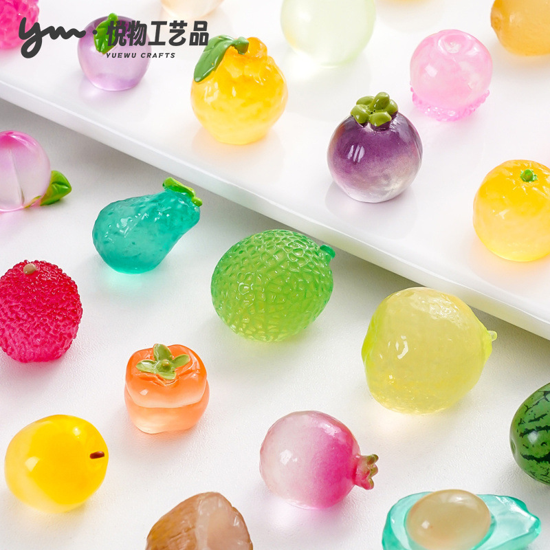 Luminous Artificial Food Toy Fragrant Pear Dragon Fruit Cute Pieces DIY Decoration Blind Bag Hanging Accessories Desktop Small Ornaments