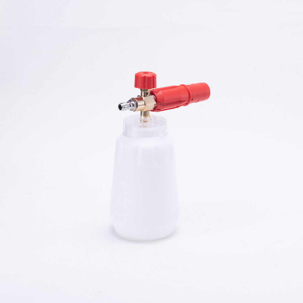 No. 4 aluminum red PA high-pressure washer transparent foam spray bottle, adjustable spray bottle, 1 liter large capacity, specialized for car washing