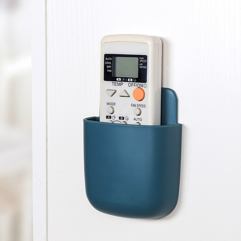 壁挂式遙控器收納盒多功能手機充電置物盒貼牆置物架粘貼儲物盒