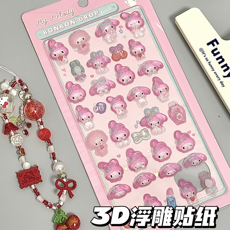 人気の日本製立体レリーフ漫画ステッカーアクリル動物クリスタル子供用宝石装飾ステッカー女の子用|undefined