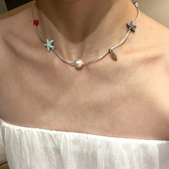【海星楽園】diy創意海星真珠ネックレス小衆鎖骨鎖夏海辺旅行写真女