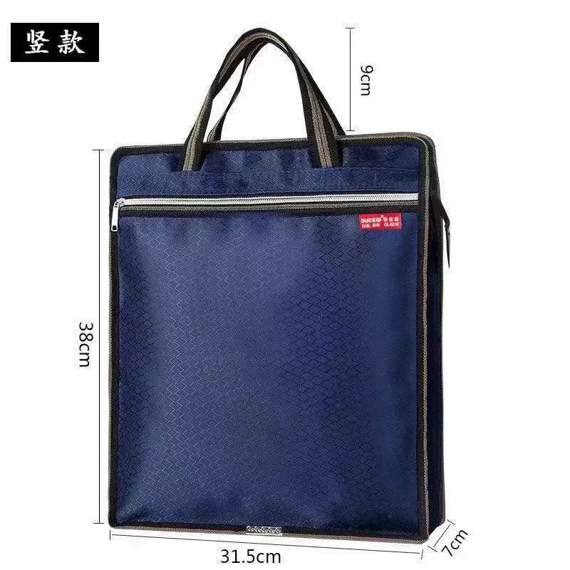 Handheld capacious cloth bag for documents with zipper, files bag for folders