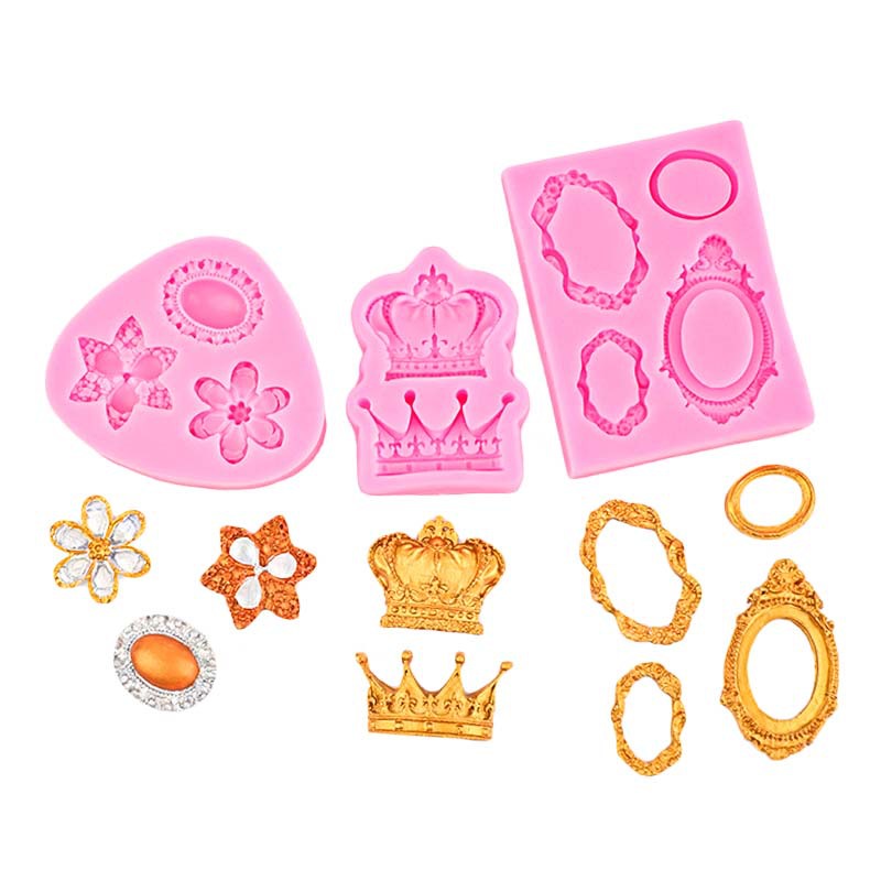 Utensilios para hornear Marco retro europeo Joyería Corona Herramientas de molde de silicona Molde de pastel de fondant Molde de chocolate
