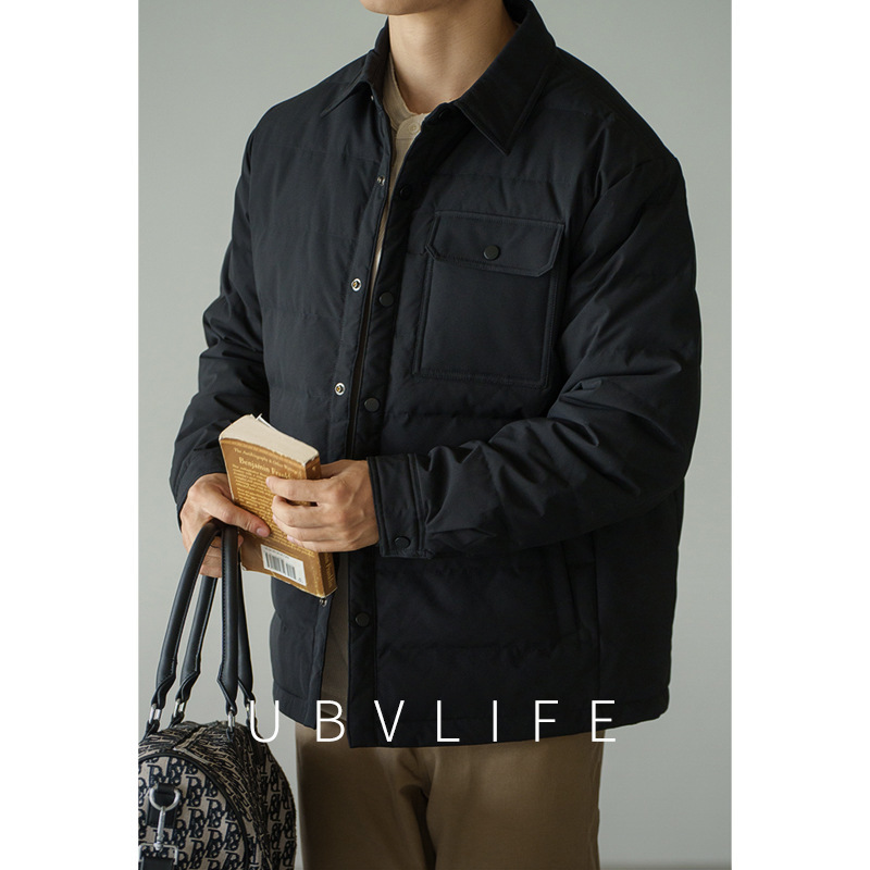 [Pioneer Series] Men's 2026 Spring Short down Jacket with Fleece Lining and Thickened Turn-Down Collar, 90% Duck down Warm Coat