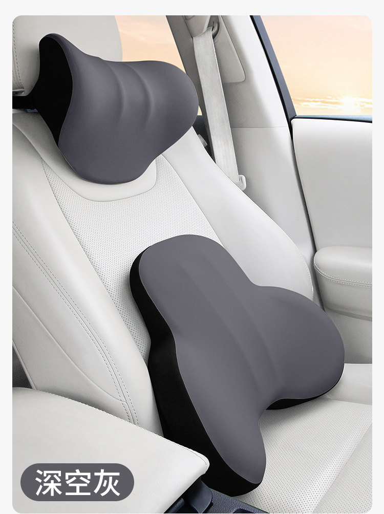 Car Headrest Massage Lumbar Support Shoulder and Neck Pillow Car Pillow Car Booster Pillow Memory Foam Back Cushion Factory
