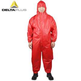 代尔塔401020红色 液密中型防化服420克重耐酸碱防渗透防火阻燃