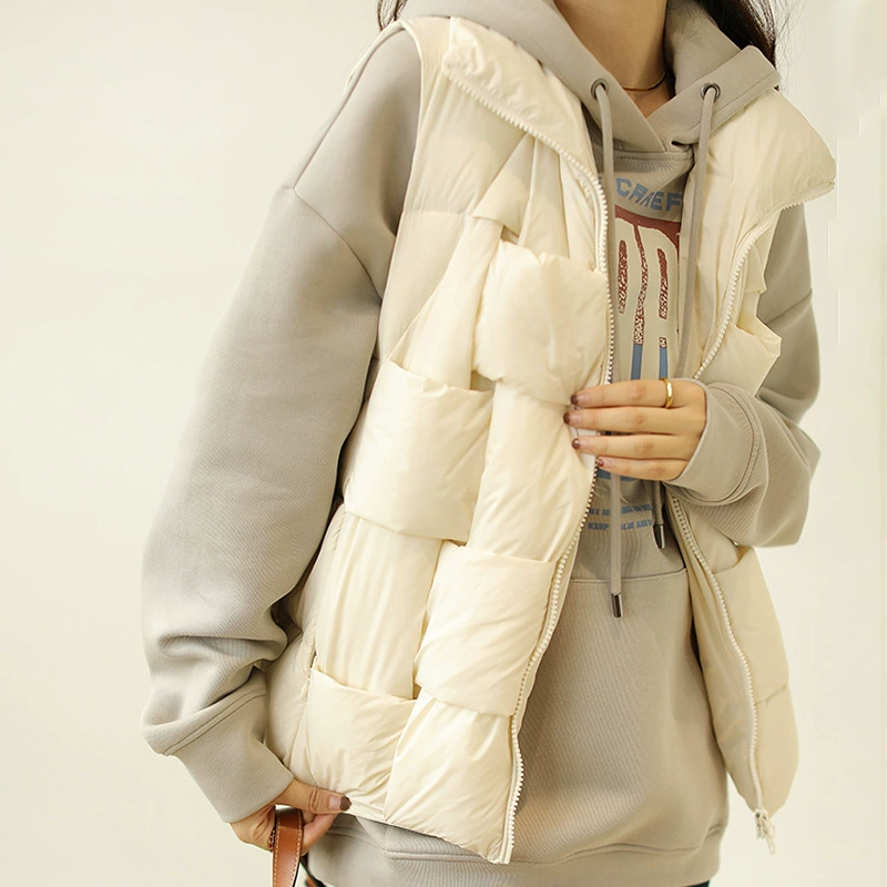 Winter vest with down, woven velvet down jacket sleevless, duck down