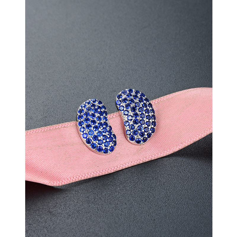 Lleno de diamantes Beanie pendientes de las mujeres 925 plata esterlina nicho de alto sentido 2024 nuevos pendientes de circón azul transfronteriza