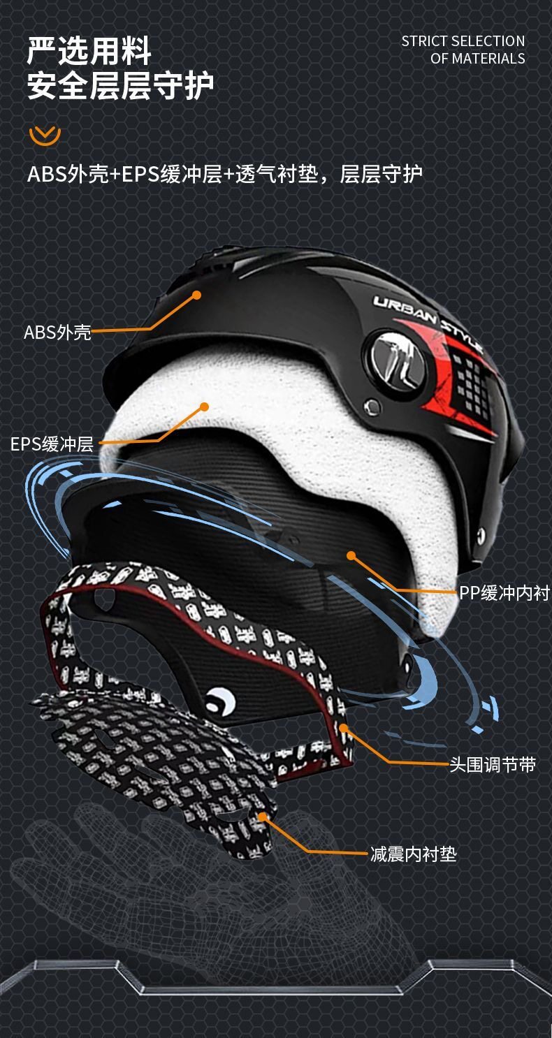 Newly certified motorcycle and electric vehicle helmet, unisex, summer sun protection, dual visor half helmet, suitable for all seasons, safety helmet