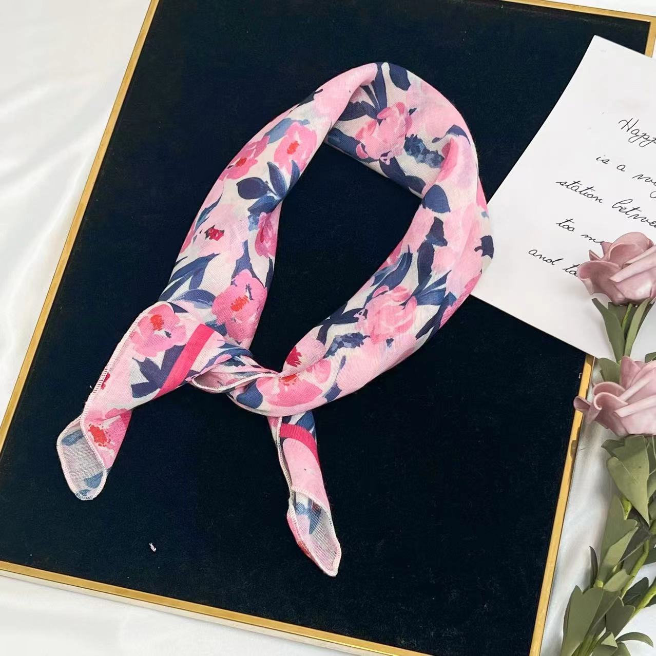60g Weight Kerchief Classification Daily Occasion cotton and linen Material Flower Pattern Summer Season Women's Gender IG Style Style Women's IG Style Flower Cotton And Linen Kerchief 48
