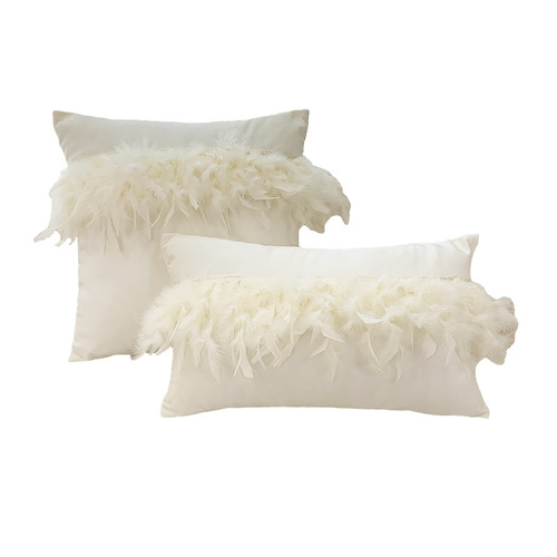Light luxury solid color feather lace velvet pillow cushion Dutch velvet pillow back living room sofa pillow cover
