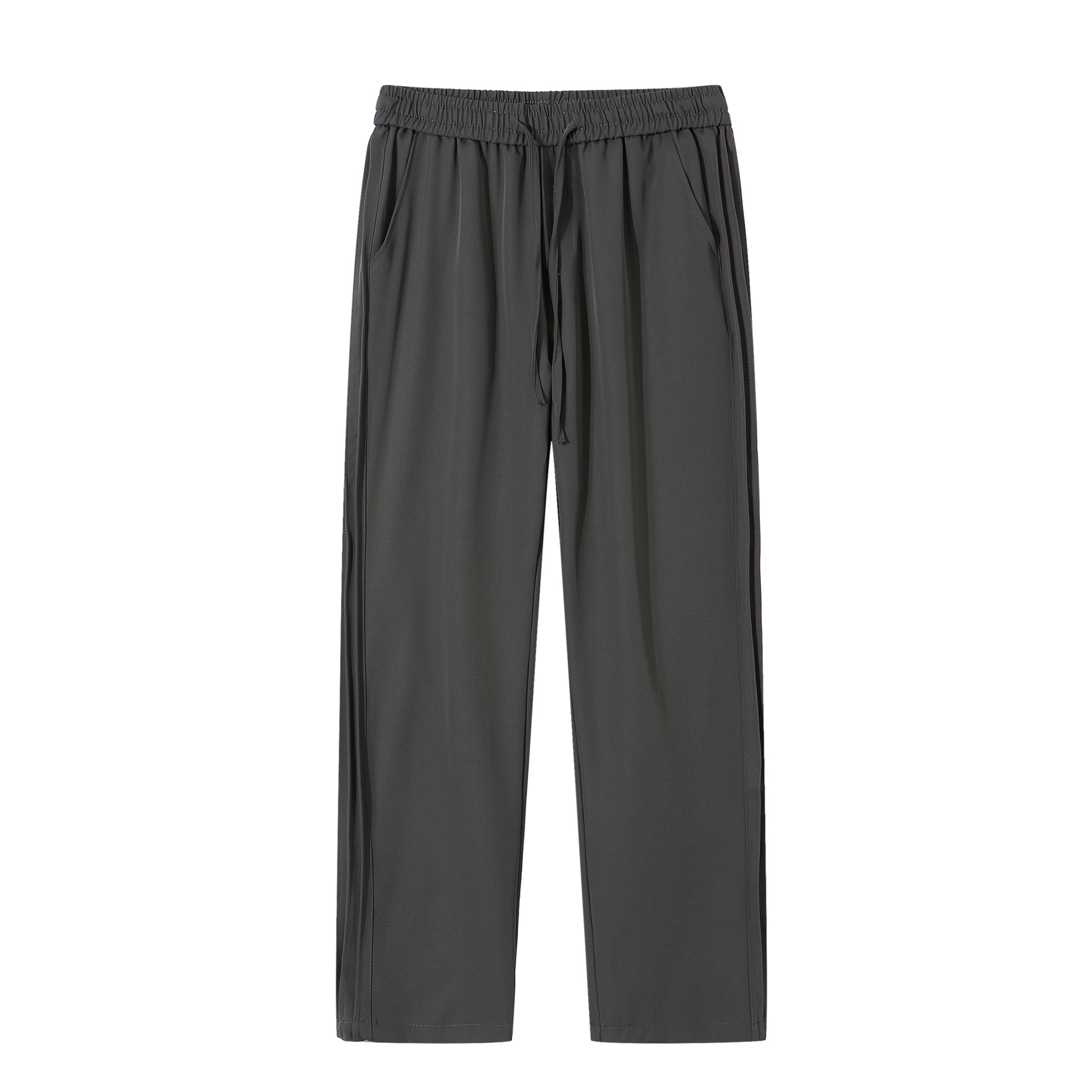 Men's summer thin ice silk sagging small suit pants, high-end trendy brand wide leg slimming casual pants_voghion.com