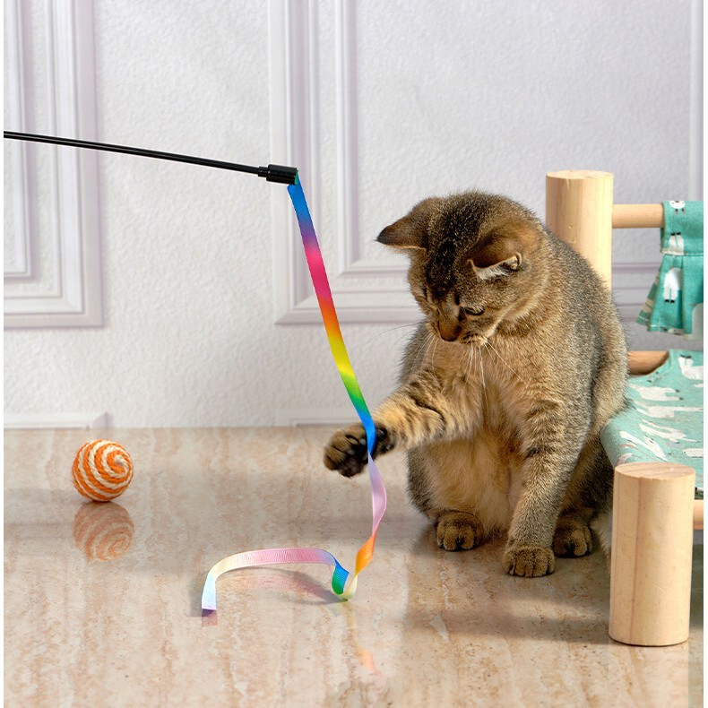 猫のおもちゃ、自己刺激と退屈解消のアーティファクト、猫を楽しませるスティック、噛みつきにくい猫用品、猫のおもちゃ、レインボー猫を楽しませるスティック|undefined