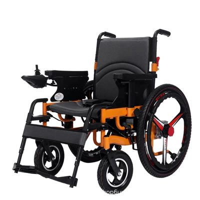 Electric wheelchair foldable intelligent automatic flashlight dual-purpose four-wheel scooter wheelchair for the elderly (Qatlanan elektrik velosipedlər) - solid-foreign-trade-large-wheel-flashlight-dual-purpose-24v12a-lead-acid-battery