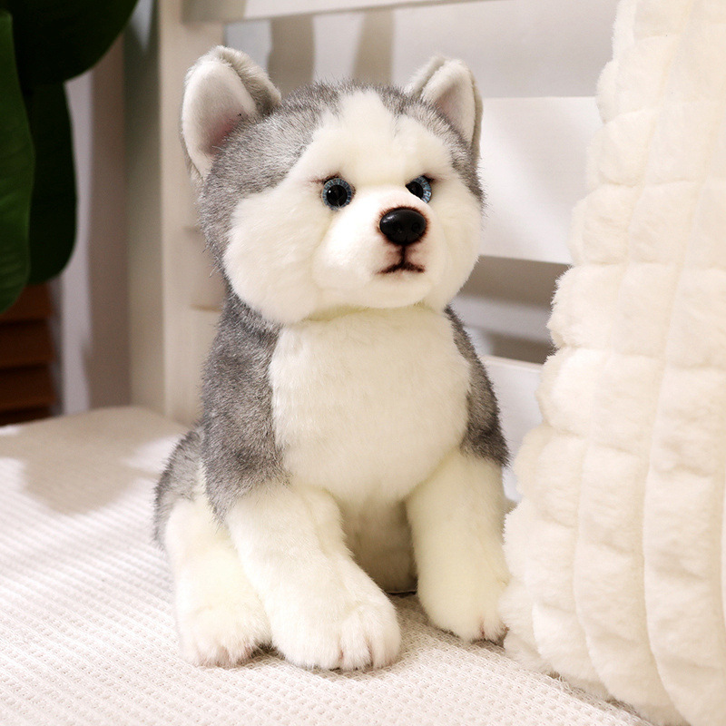 Simulación muñeca Husky juguetes de peluche sentados muñeca de perro muñeca de tela muñeca pequeña regalo para niños image 3