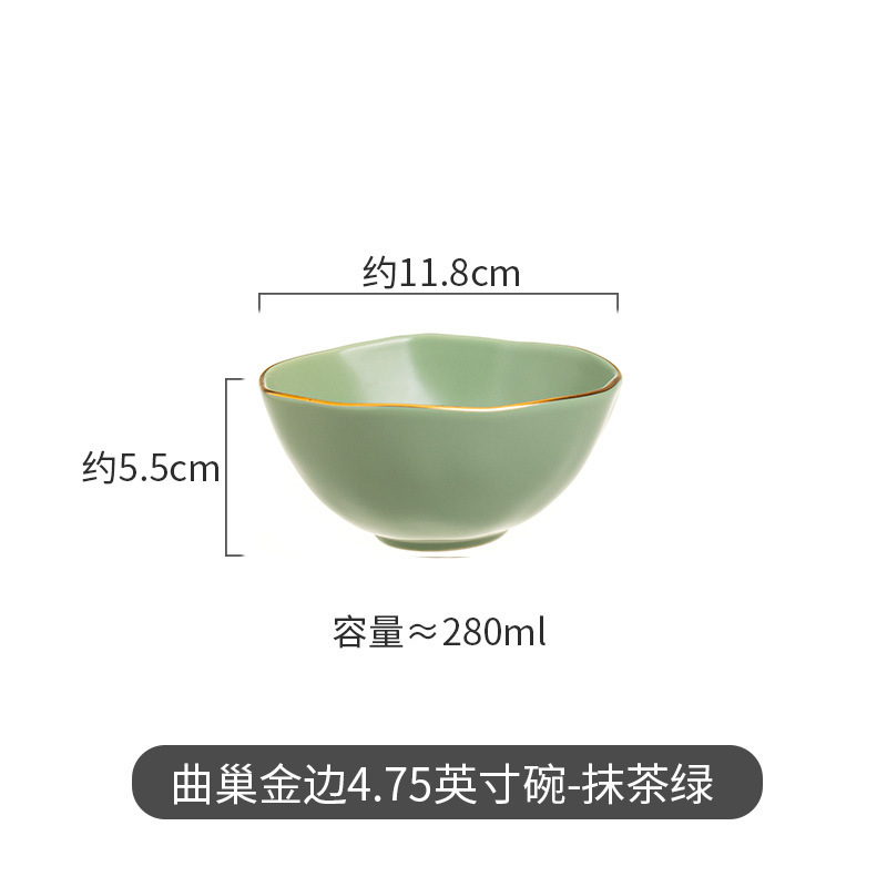 Moderno juego de regalo de tazones de sopa de lujo, diseño creativo de nido curvo irregular con vajilla de cerámica con borde dorado, que incluye platos, tazones y cucharas para uso doméstico.