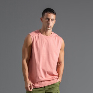 Cotton Sleeveless T-shirt Men's plus size Sports Vest Men's Trendy Men's Fitness Loose Base Shirt Waistcoat