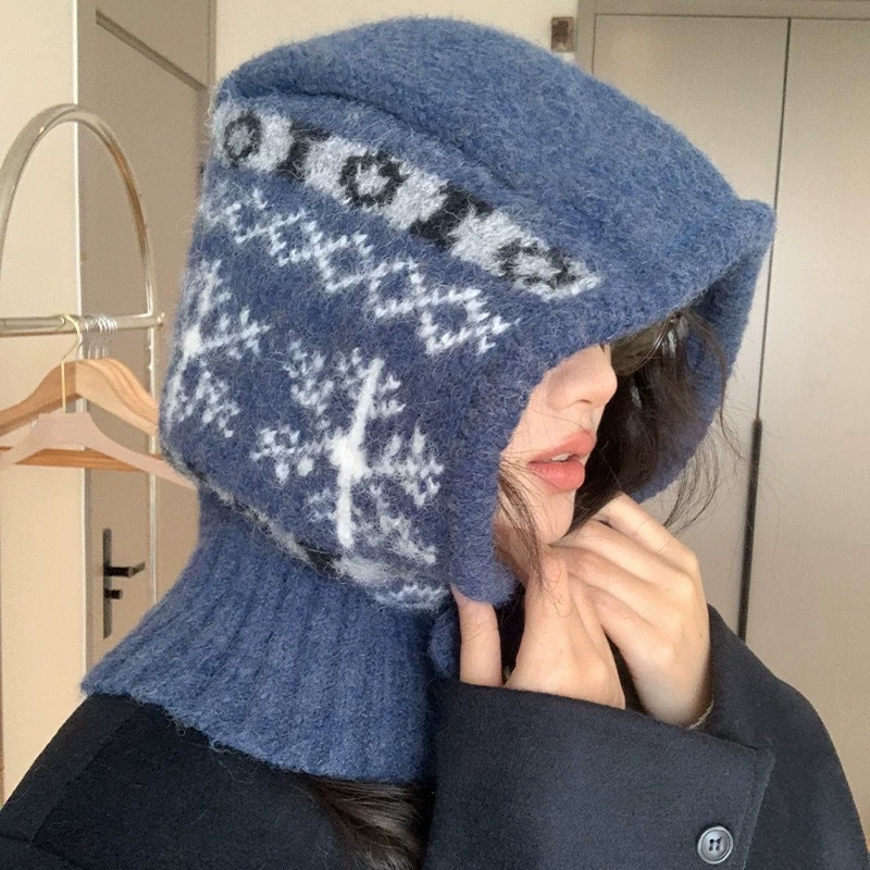Ретро шапка из пряжи oversize, корейский стиль