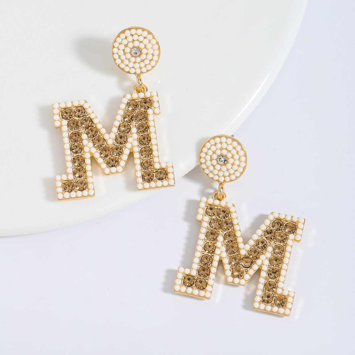 1 Paire De Base Style Moderne Style Classique Lettre Incruster Alliage Strass Boucles D'oreilles display picture 20