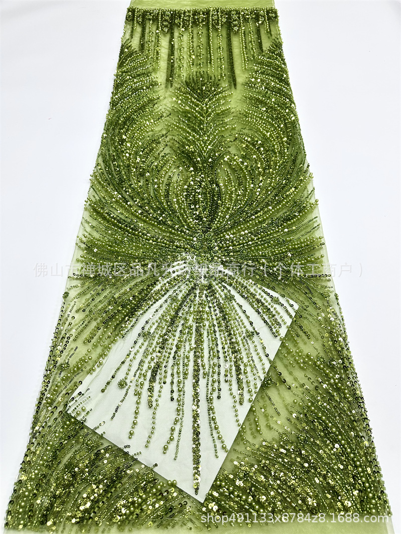 Vestido de boda estilo francés de moda cena festiva vestido de fiesta tela de encaje tela bordada