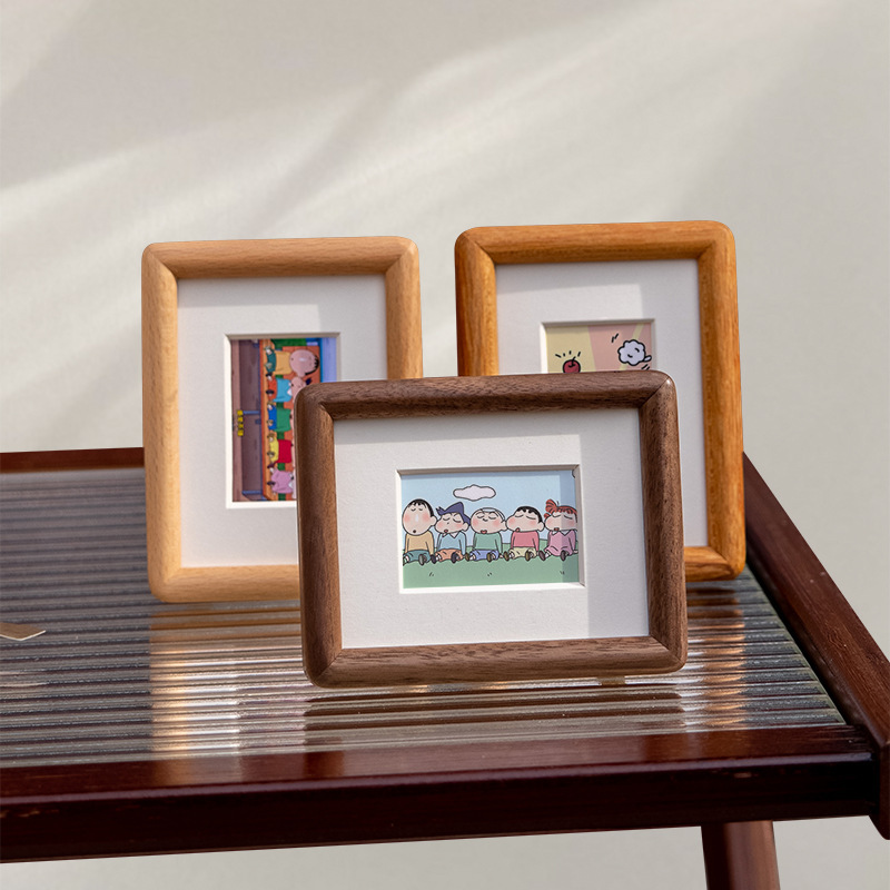Mini Solid Wood Photo Frame Walnut Mortise and Tenon 34inch Photo Frame Creative Polaroid Display Stand DIY