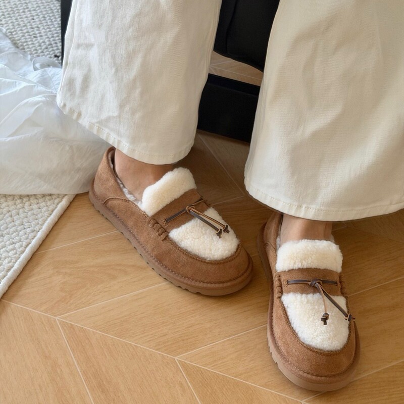 Henan Sangpo snow boots 2026 new style slip-on shallow-toe Zola loafers warm and comfortable retro lazy shoes