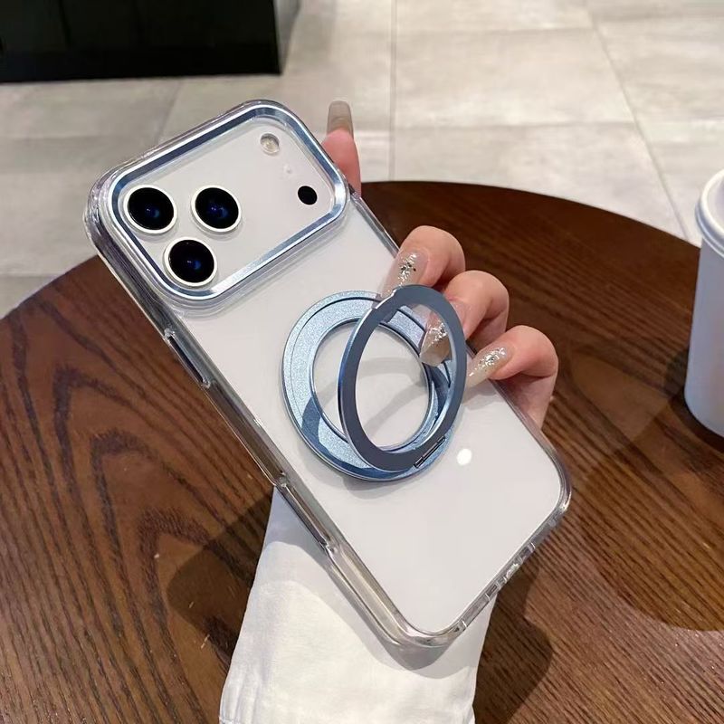 新款适用iPhone17Promax高透手机壳金属旋转支架苹果16磁吸保护套|undefined