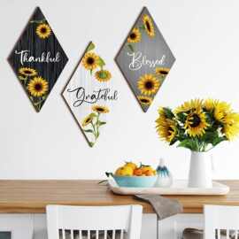 跨境卧室木质墙壁装饰品励志乡村花卉墙艺术农舍木制悬挂标志墙贴