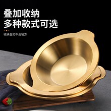 商用加厚双耳海鲜锅不锈钢干锅家用麻辣香锅金色小龙虾盘鱼头盘