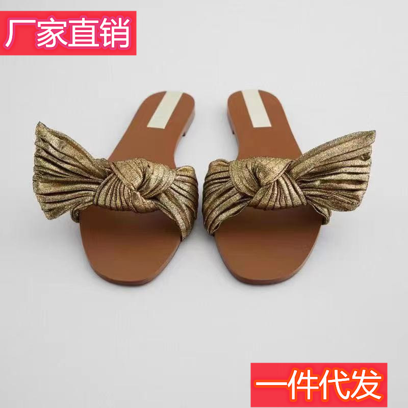 ZA summer new women's shoes golden metal...