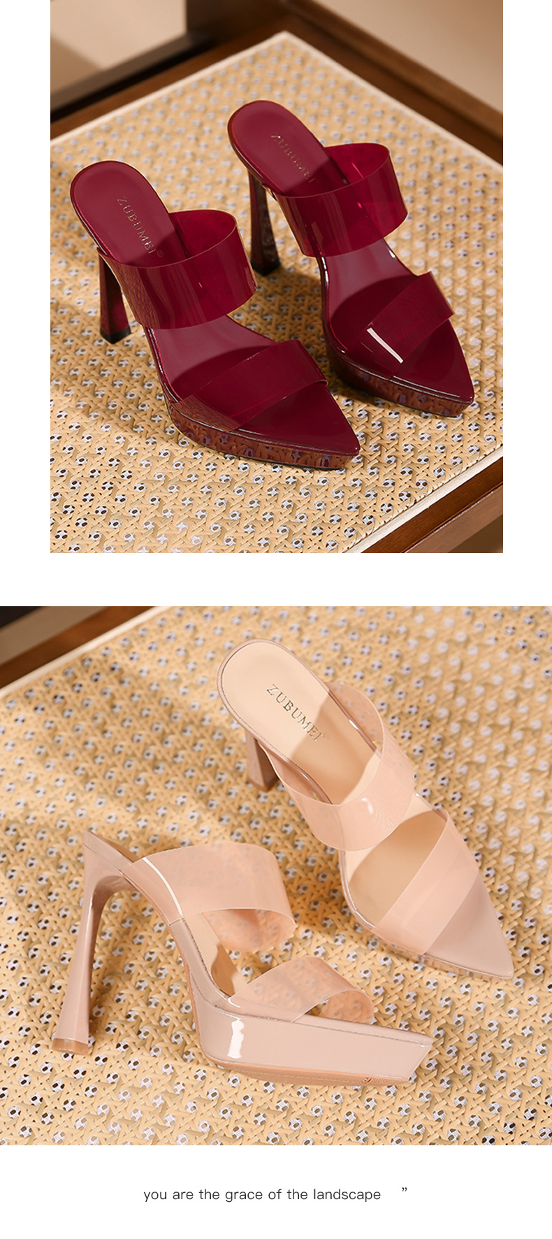 Sandal cao gót nữ hở mũi quai ngang đế platform gót 12 cm — Bạc-12cm chi tiết 8