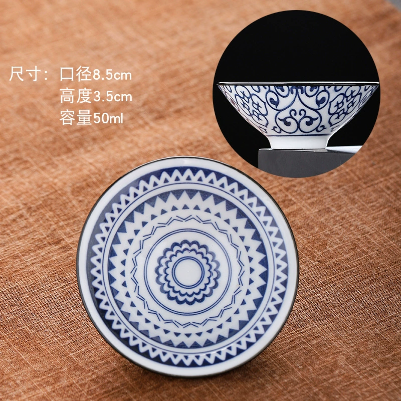 Retro blue and white ceramic tea set, tea cup, Birthday gift