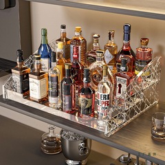 阶梯式酒架置物架多层酒柜收纳架亚克力桌面吧台迷你小洋酒展示架