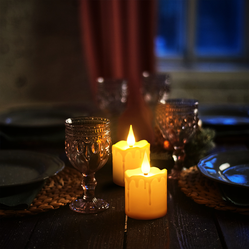 Luz de vela LED de vela electrónica impermeable Decoración de la boda de Navidad Luz de noche de mesa de cera de té recargable USB de Halloween