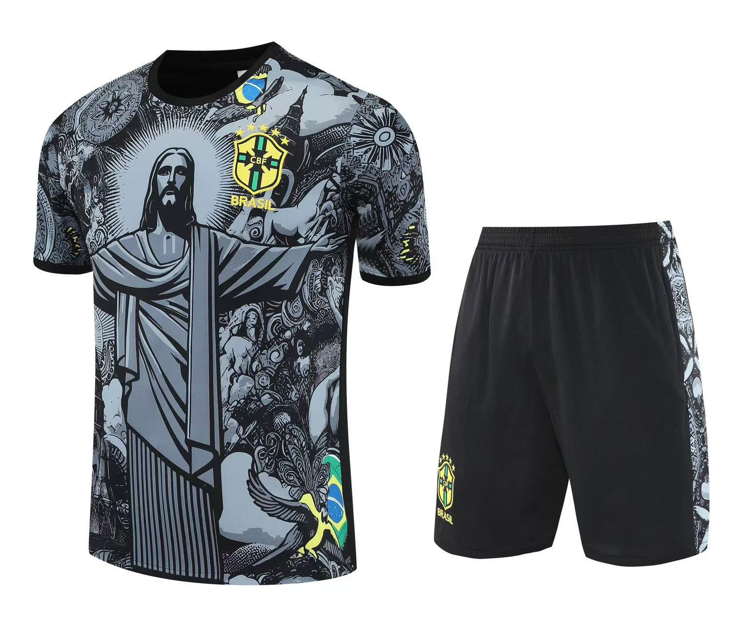 Conjunto de Camiseta de Entrenamiento Deportiva de Manga Corta al por Mayor de Argentina, Brasil, Francia, Real Madrid, Barcelona, Liverpool