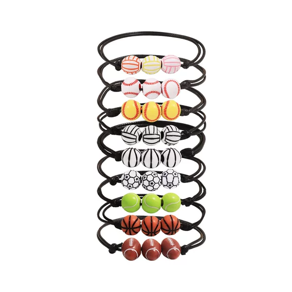 Cross-Border Handmade Woven Bracelets, Basketball, Football, Rugby Beaded Bracelets