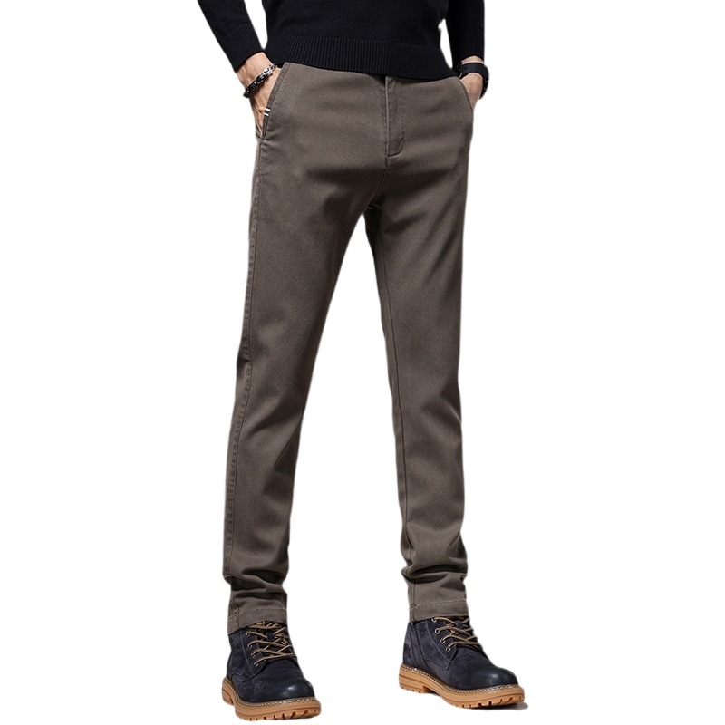 Otoño e Invierno nuevo negocio ligero pantalones casuales de los hombres de color sólido clásico moda estiramiento pantalones delgados de gama alta de los hombres boutique