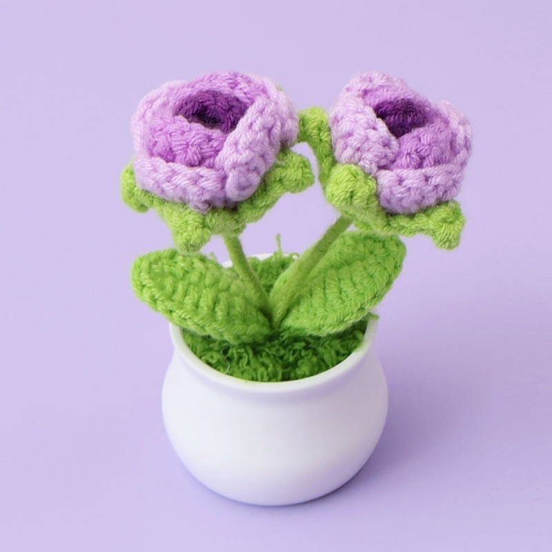 完成したウールひまわり鉢植えスズラン造花チューリップデスクトップ装飾品バレンタインデー教師クラスメートギフト|undefined