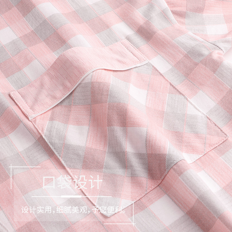 Pijama de primavera y otoño de las mujeres 100% algodón de manga larga hogar desgaste verano fino estilo coreano Plaid fresco traje de dos piezas