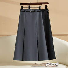 抗皱灰色半身裙女2014秋冬新款裙子女百褶裙休闲垂感高腰中长裙女