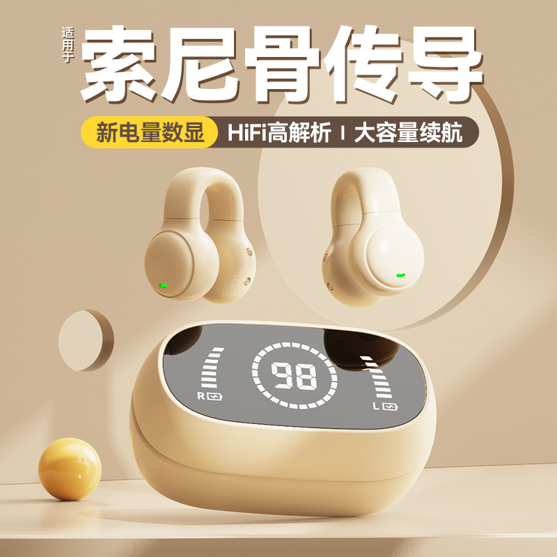 Non-In-Ear Bone Conduction True Wireless Bluetooth Earphones, New Ear Clip-On Style, Suitable for Men and Women, Sports Use, Sony Neutral Style
