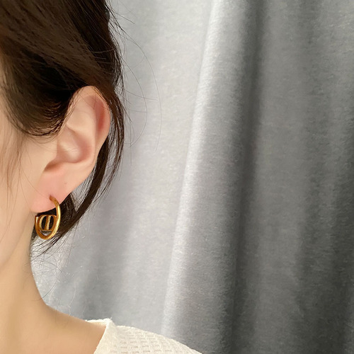Golden Pig Nose Fashion Earrings, Chic French Unique Earrings for Women,  New Arrival Trendy High-End Ear Decorations