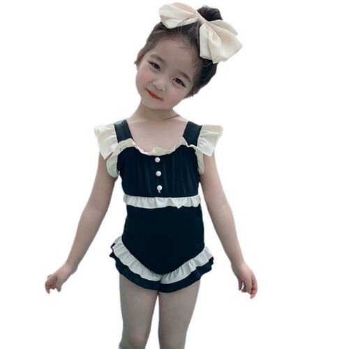 Girls' children's polyester swimsuits for little kids, fresh and cute tank top baby one-piece swimsuit for hot springs and vacation.