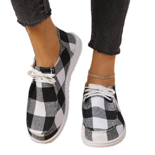 Foreign Trade Casual Plus-Size Canvas Low-Top Women's Shoes 2024 Autumn New Arrival Women's Shoes for Outdoors Lace-Up Comfortable Soft Sole temu