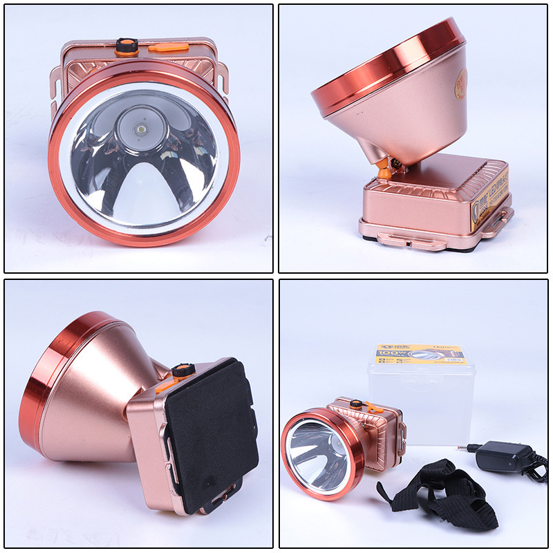 9909 헤드램프 100W 강력한 빛 듀얼 리튬 배터리 로즈 골드 헤드램프 완전 세트