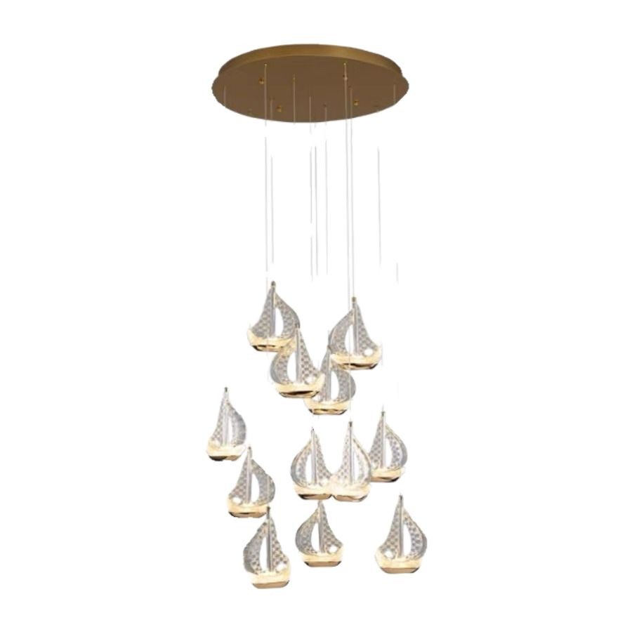 Lámpara de escalera simple y creativa nueva casa de estilo chino complejo villa hueca sala de estar giratoria vacía una vela a la luz de la vela