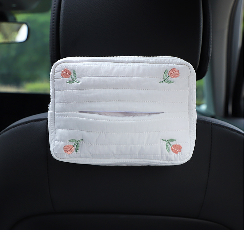 Cartoon fabric car tissue box car seat back-mounted paper box multifunctional car interior supplies DIY
