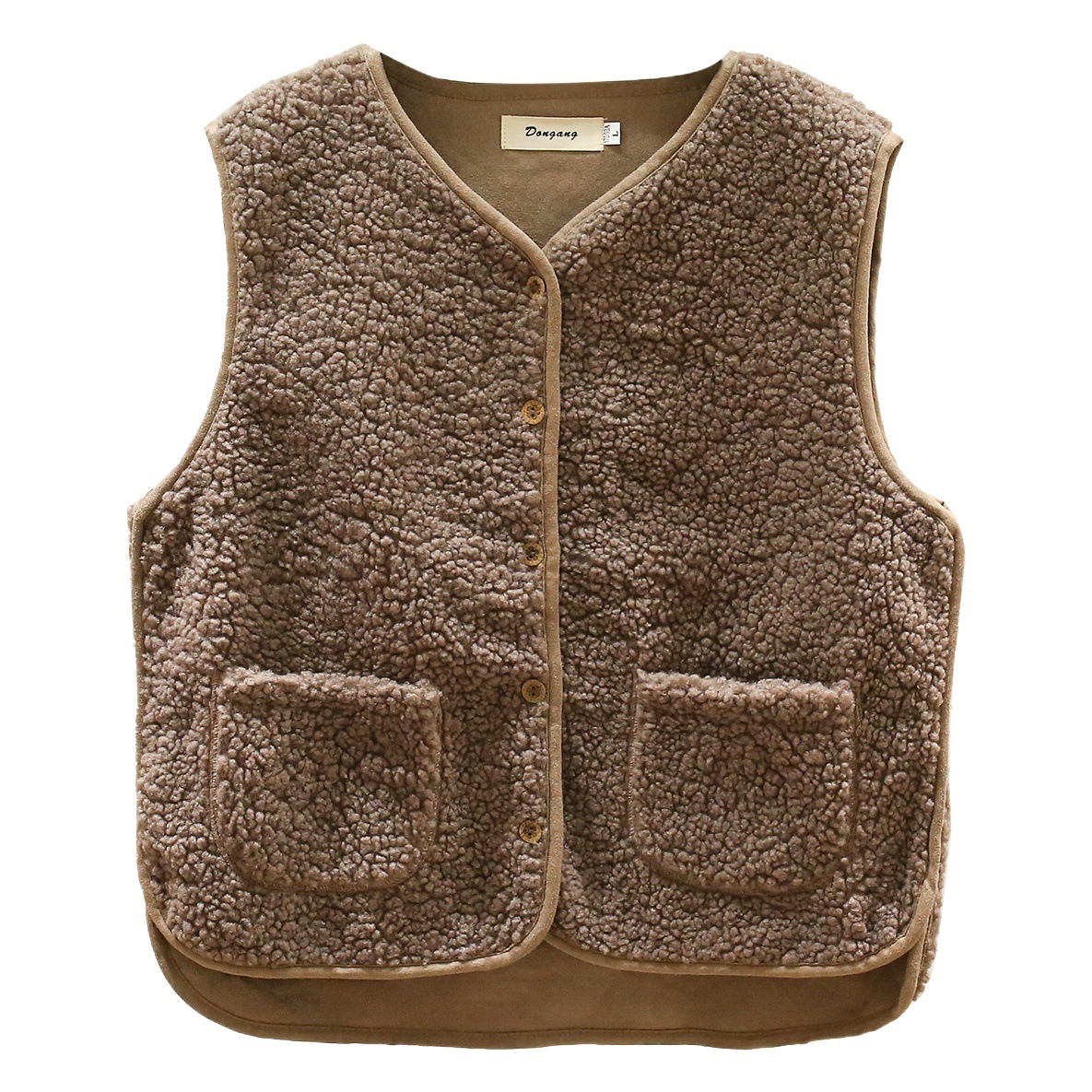 Chaleco de piel de cordero de imitación 2024 nuevo estilo otoño e invierno todo en uno chaleco de celebridad de Internet chaqueta de chaleco de chaleco de todo fósforo corto image 1